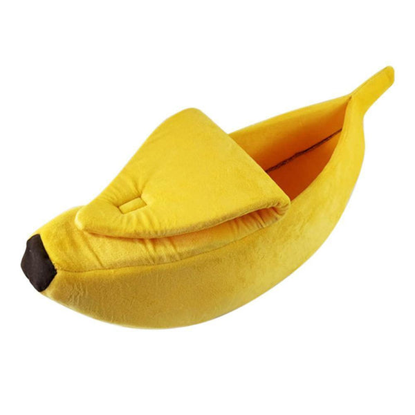 Cute Banana Shape Pets Bed House Warm Cat Nest Dog Mat Kennel (Yellow S) #F8s