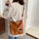 Fashion Women Messenger Tote Bag Solid PU Casual Shoulder Handbag Bucket Satchel