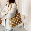 Women Polka Dot Shoulder Bags Female Tote Shopping Bag Fashion Plush Handbags