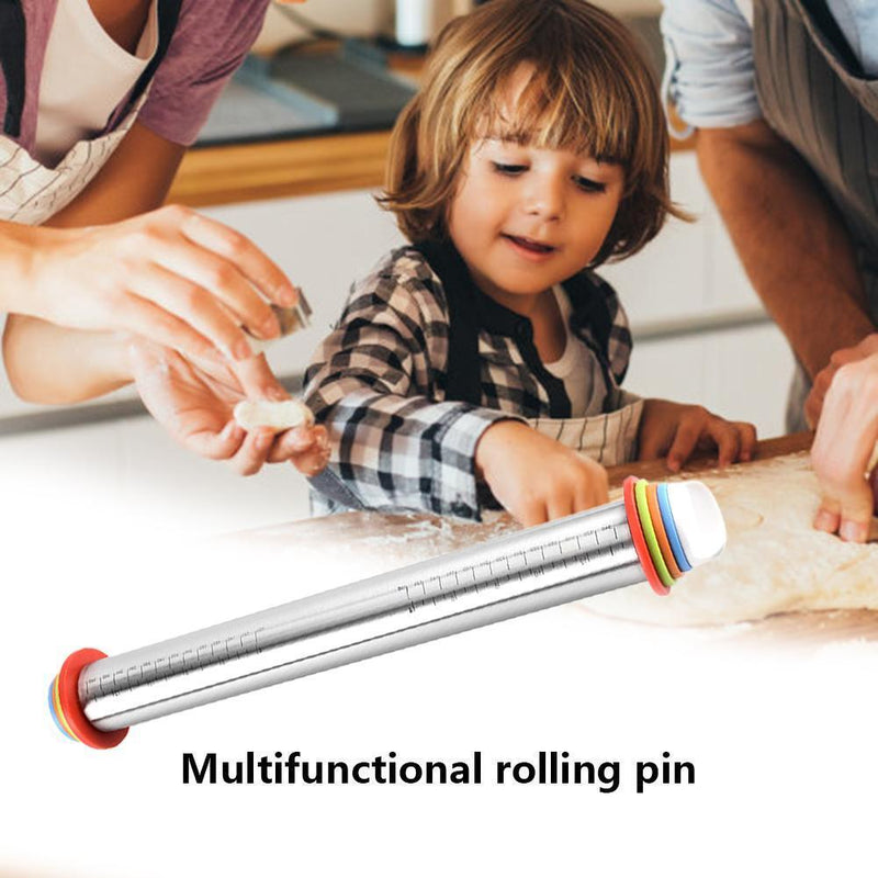 Stainless Steel Rolling Pin Dough Mat Dough Roller Adjustable Kitchen Tool