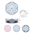 #A 7 Cavity Ice Molds Silicone Cocktail Whiskey Ice Cube Ball Maker Tray with Li