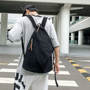 Japanese Simple Backpack Women Men Canvas Travel Solid Student Casual School Bag