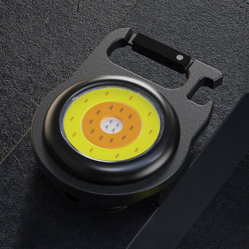 Multi-functional LED COB Flashlight Keychain for Camping Work Light Corkscrews