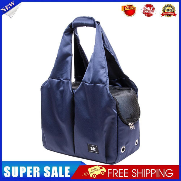 Travel Shoulder Bag Waterproof Small Cat Dog Carrier Handbag (Navy Blue)