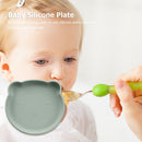 Children Dishes Baby Silicone Sucker Feeding Bowl Kid Dining Plate (Green) Newly