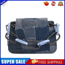 Fashion Women Color Stitching PU Messenger Bag Chain Handbags (Light Blue)