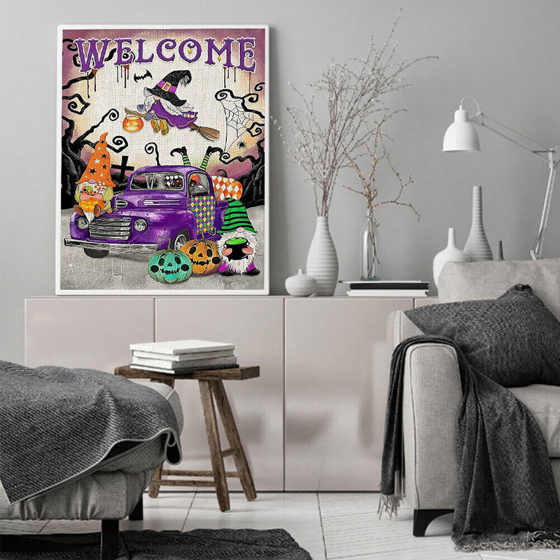 Frameless Oil Paint By Numbers Purple Gnome DIY Canvas Picture Craft Kit