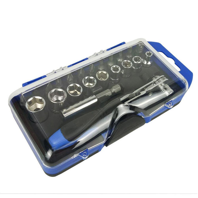 23pcs Sleeve Screwdriver Ratchet Wrench Socket Spanner Drill Repair Tool Newly