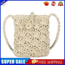 Straw Messenger Bag Boho Beach Hollow Shoulder Small Phone Purse (Beige)