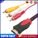HDMI-Compatible to 3RCA Audio AV Cable Cord Adapter Converter for TV Box