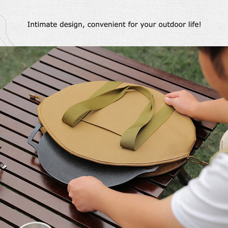 Outdoor Cast Iron Pot Storage Bags Cookware Frying Pan Organizer (Khaki) Newly