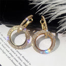 Jewelry Charm Geometric Double Round Circle Dangle Flicker Bright Earrings Hoop