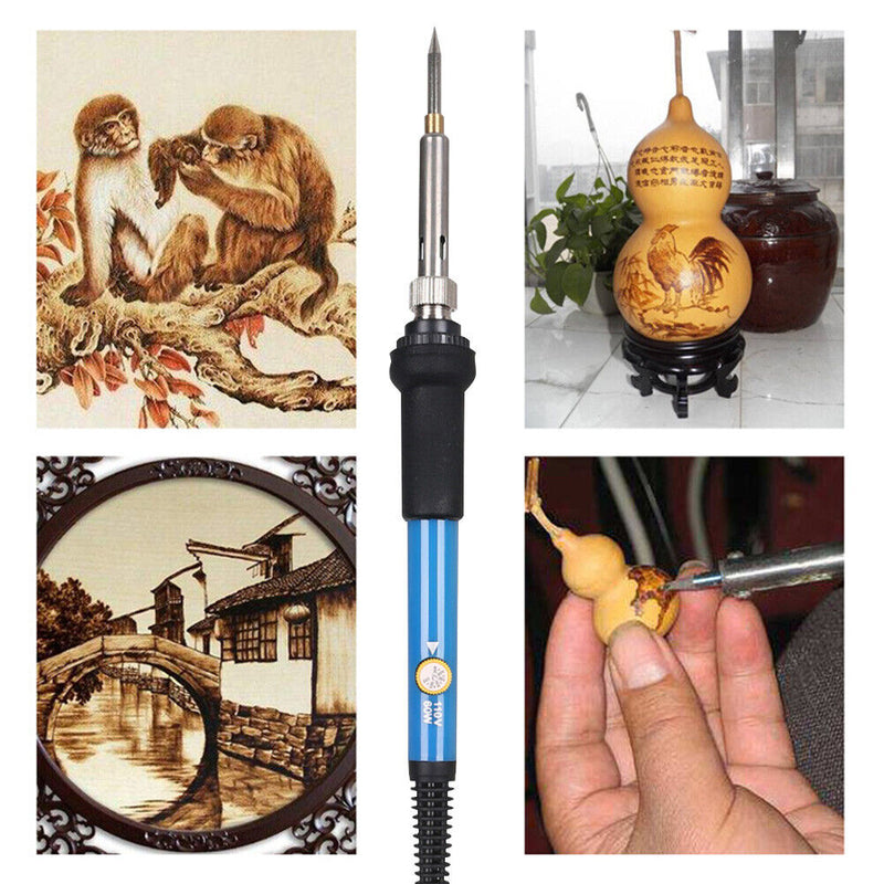 28 in 1 Wood Burning Kit 60W Temp Adjustable Pyrography Soldering Iron (US)