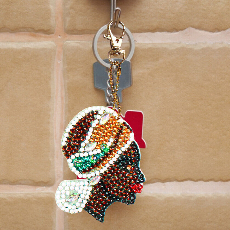 5pcs DIY Elegant Lady Full Drill Special Shaped Diamond Painting Keychains Newly