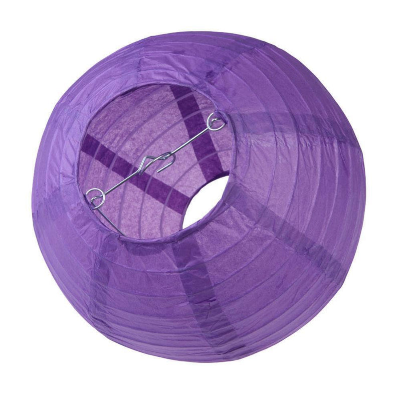 4 inch Round Chinese Paper Lantern DIY Paper Ball Lamp Party Decor (Purple)
