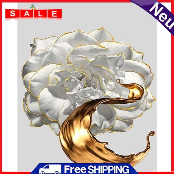 DIY Acrylic Coloring Drawing Kit Oil Paint by Numbers White Flower Picture Gift