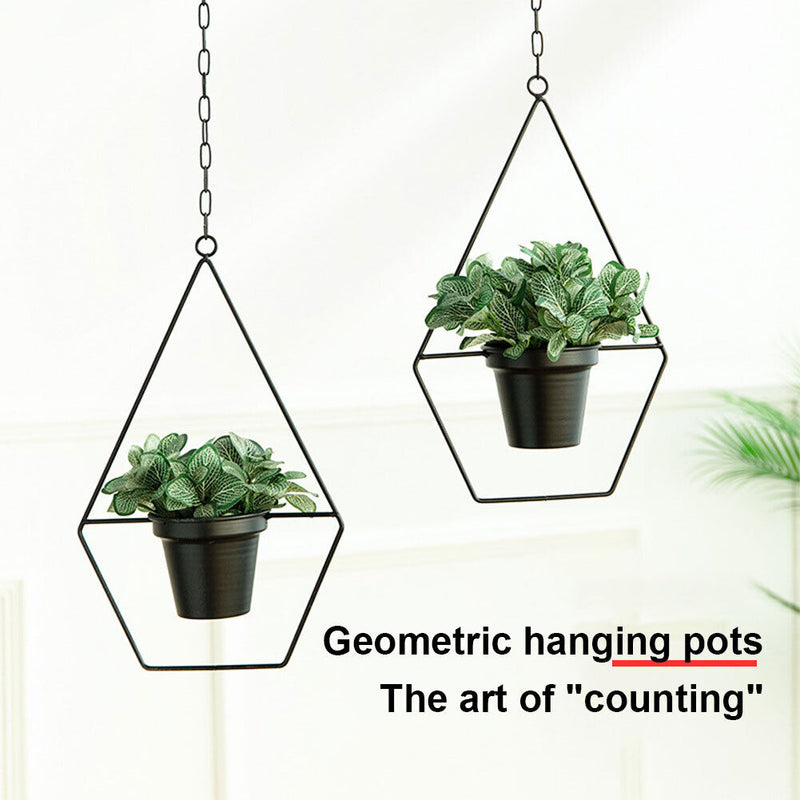 Hanging Flower Pot Hanger Chain Iron Planter Basket Holder Home Decor (B) Newly