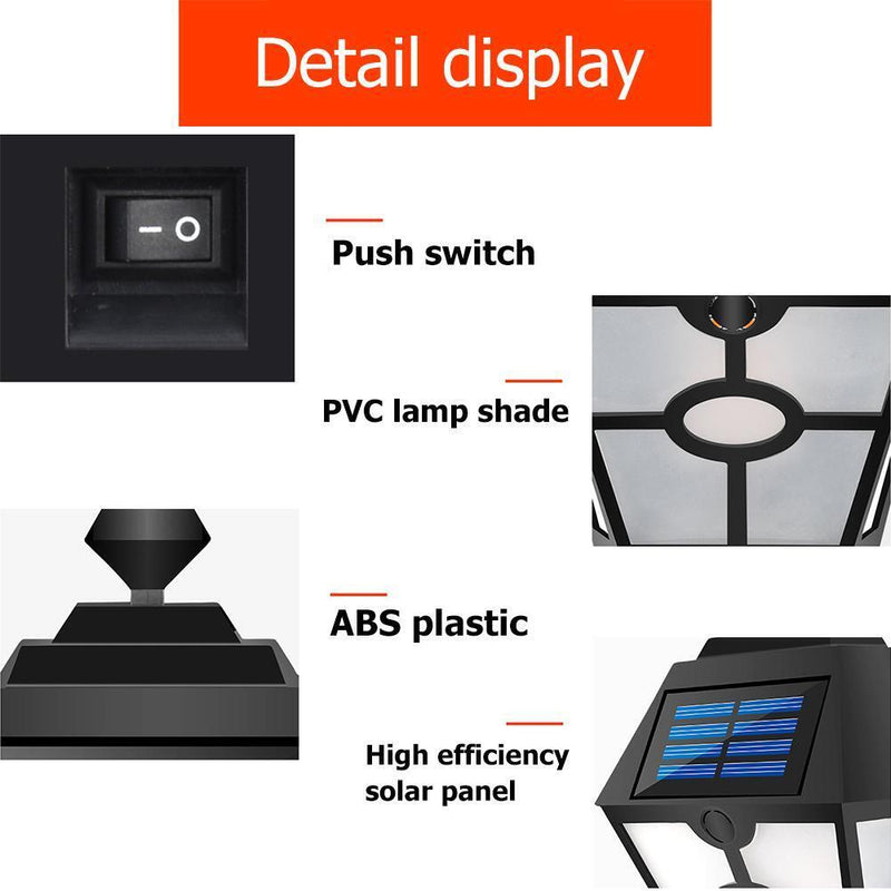 Retro Hex LED Solar Lamp Dynamic Falme IP65 Outdoor Path Ground Wall Light