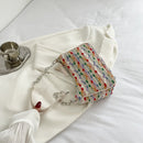 Colorful Prints Clutch Bag Women Jacquard Chain Shoulder Underarm Chain Handbag