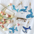 5pcs Diamond Painting Keychain DIY Whale Animal Key Ring Pendants (YSK093)