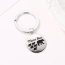 Alloy Keychain Stainless Steel Keyring Mama Papa Bear Printing Pendant (01)