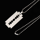 Punk Hip Hop Street Stainless Steel Dogtag Necklace Pendant Razor Blade Shaped