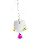 Pet Parrot Bird Heart Shape Mirror Toys Bell Swing Hanging D1C3 Cage M4A9