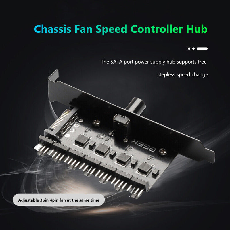 1 to 7 12V PC Case Fan HUB Splitter Computer 4 Pin 3 Pin Speed Controller Newly