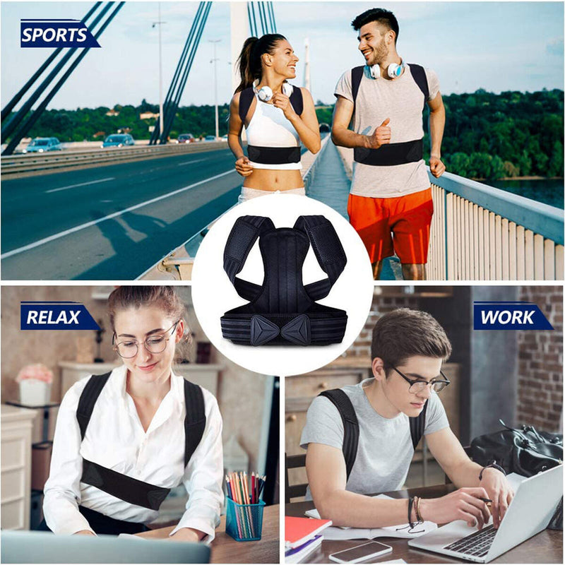 Posture Corrector - Adjustable Back Straightener Brace Support (Black L) Newly