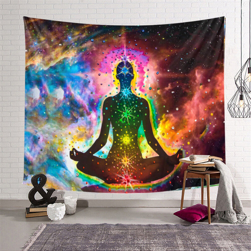 Multifunction Meditation Man Wall Tapestry Hanging Blanket Beach Camp Rug