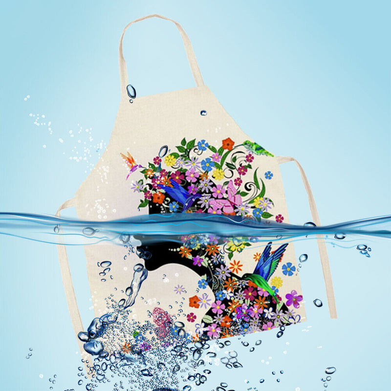 Flower Girl Print Kitchen Linen Apron Waterproof Household Cleaning Home Bibs