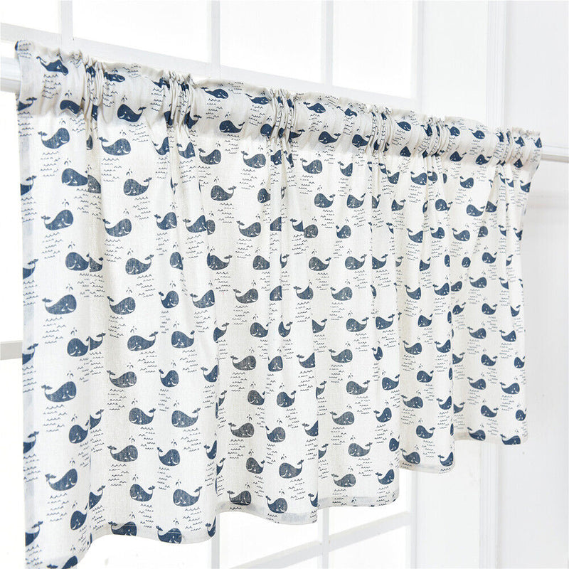 Short Curtain Shading Curtains Home Decor for Window Screen (Sea Whale)