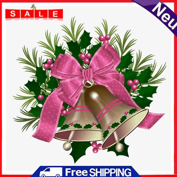 Pink Bow Bell Frameless Picture Oil Paint By Numbers Hand Painted Picture Decor