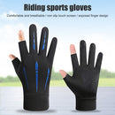 Breathable Anti-Slip Women Men Two Finer Cut Fishing Cycling Gloves (Blue) Newly