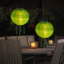 Solar Nylon Lantern Lamp Waterproof Hanging Light Festival Decor (Green) Newly