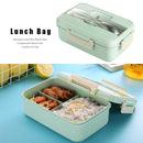 Microwave Lunch Box Wheat Straw Compartments Bento Food Container (Green) Newly