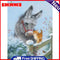 Donkey and Kitten Snow Oil Paint By Numbers Kits Wall DIY Home Decoration Gift