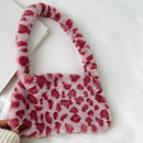 Animal Pattern Underarm Bag Women Mini Plush Shoulder Handbags Purse (9)