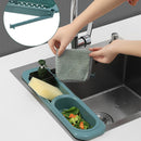 Telescopic Sink Shelf Soap Sponge Holder Drainer Storage Basket (Green) Newly