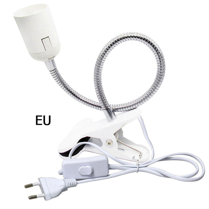360 Degrees Flexible Lamp Holder E27 Base Light Socket Gooseneck Clip (2) Newly