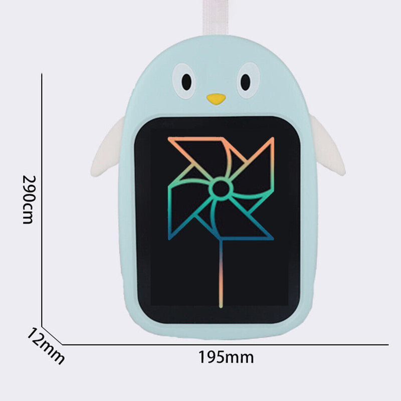 8.5in LCD Penguin Electronic Writing Tablet Kids Handwriting Board (Blue)