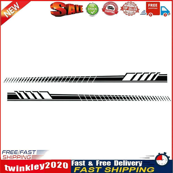 2pcs Car Body Stickers Long Stripe Side Skirt Decoration Decals (Black) Newly