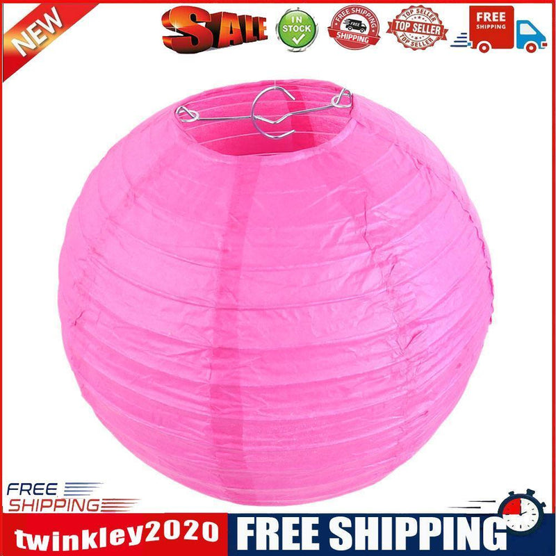 10Pcs  Round Paper Lantern DIY Hanging Ball Lamp Wedding Decor(Rose Red)