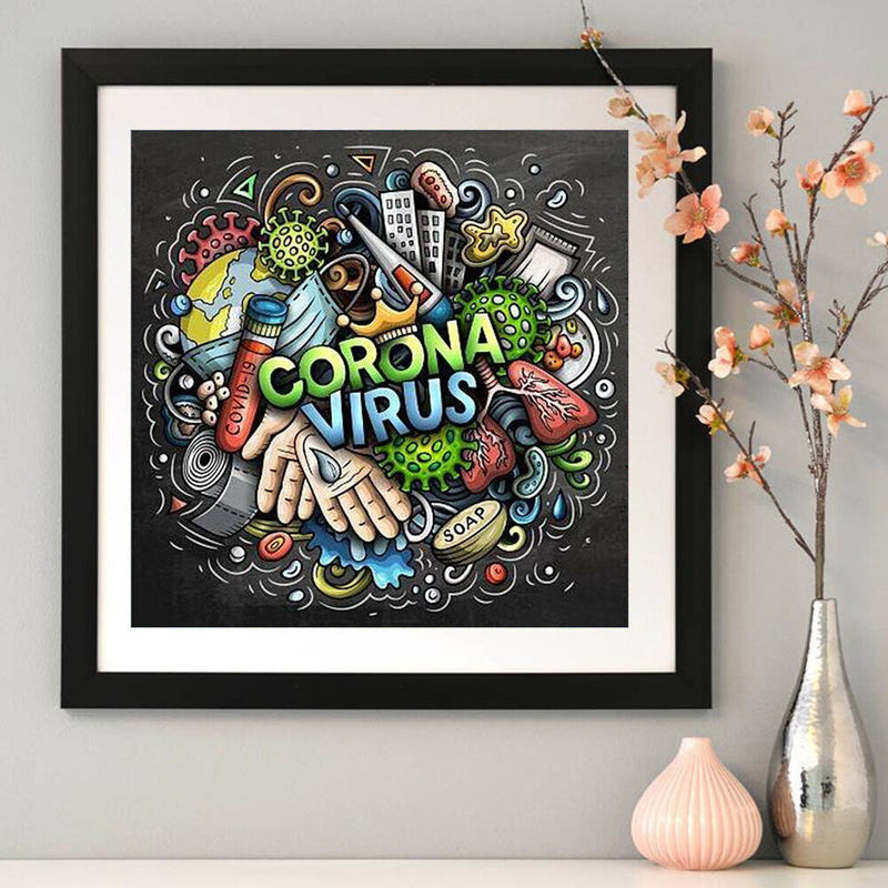 Abstract Word Full Round Drill Mosaic Wall Art Picture of Rhinestone Decoration