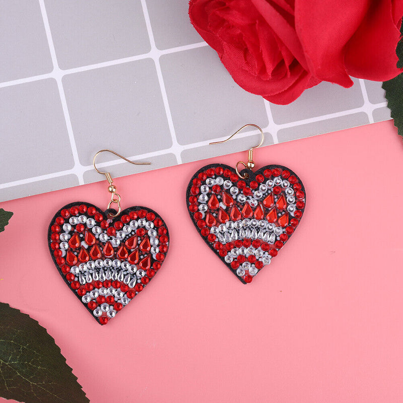 5D DIY Diamond Painting Earrings Double-sided Heart Drop Earrings (RZ017) Newly