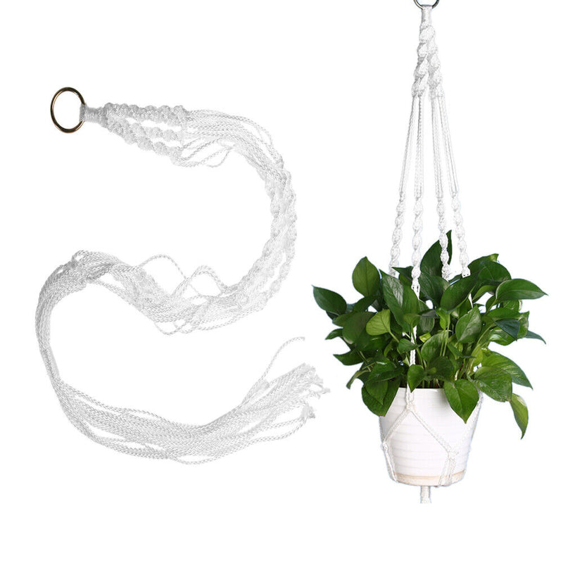White Plant Hangering Basket Flowerpot Net Holder Gardenpot Lifting Rope
