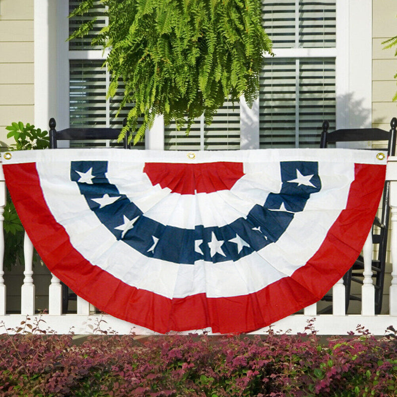 USA Bunting Flag Pleated Fan Resistant Polyester Banner for Independence Da