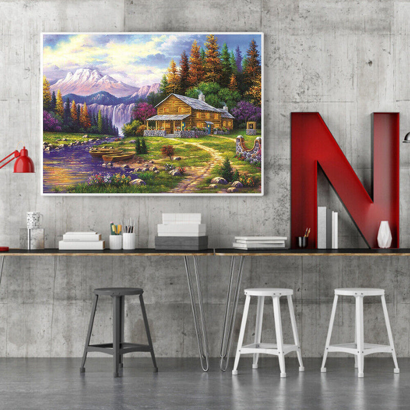 Paint By Numbers Lodge Between Mountains and Forests Painting Kit (B991)