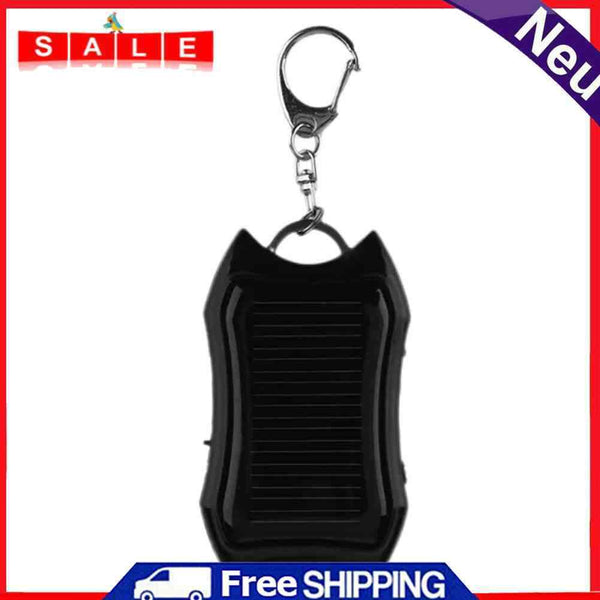Keychain Power Bank USB Cell Phone Solar Power Bank with LED Light (Black)