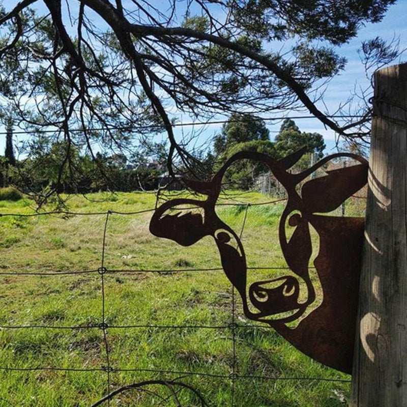 Art Hanging  Metal  Peeping Cow Ornaments Outdoor Garden Adornment Decor hot.
